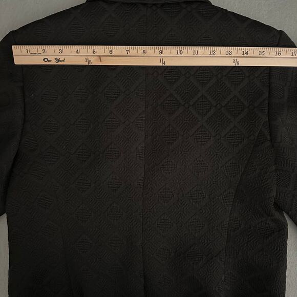 Ann Taylor Textured Dressy Blazer Classic One Button Black Womens 10 - Picture 14 of 16